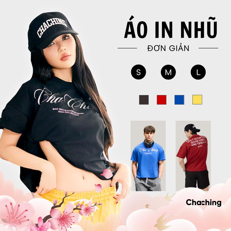 Áo Thun Unisex In Nhũ Kim Tuyến ChaChing Áo Phông Nam Nữ Form Boxy In Kim Tuyến Lấp Lánh Chất Liệu Vải Cotton Mềm Mại Thoáng Mát