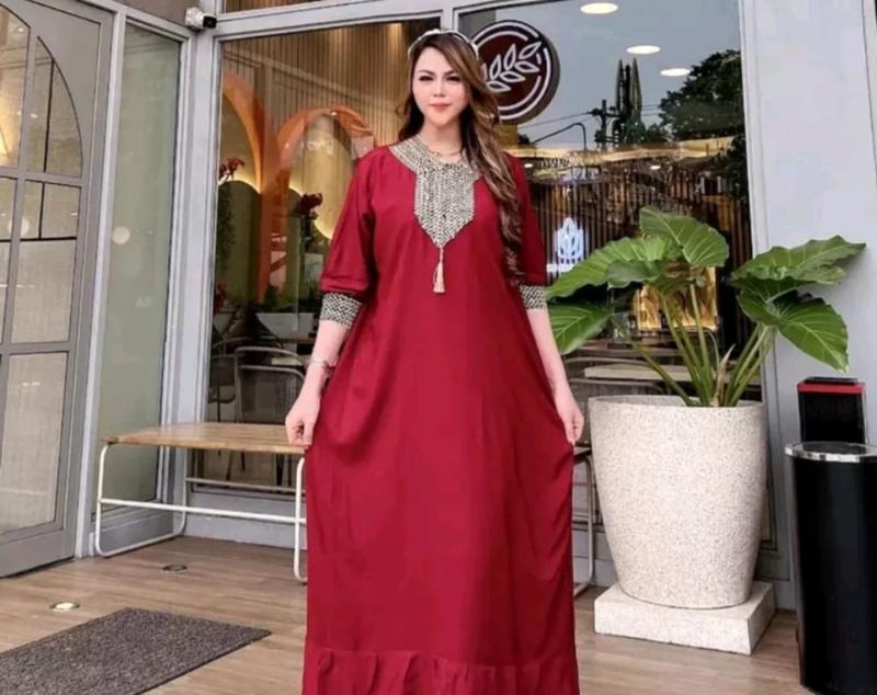Product Introduction of GAMIS TERBARU 2025 DRESS SULTAN MASA KINI//dress abaya sultan// gamis midi muslim Wanita Dewasa Dewasa Remaja Pesta Maxi Mewah Lebaran Kondangan Rayon Syari Crinkle 11