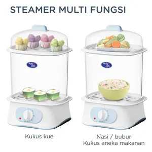 Baby Safe Steam Multifungsi dengan Teknologi STEAMING & Auto Keep Warm -Rak Botol Bayi Mesin Kukus Penghangat MPASI