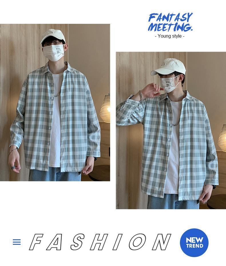 Product Introduction of Áo Sơ Mi Kẻ Sọc Dài Tay Cho Nam, Áo Đa Năng Hợp Thời Trang, Thường Ngày, Dáng Rộng, Phong Cách Hồng Kông, Áo Đẹp Trai Hợp Thời Trang, Áo Khoác Mùa Hè 9