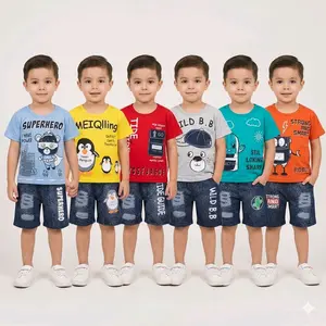 PAKET HEMAT 3 STEL SEMI JEANS SETELAN APLIKASI ANAK COWOK UNISEX GAMBAR LUCU-LUCU