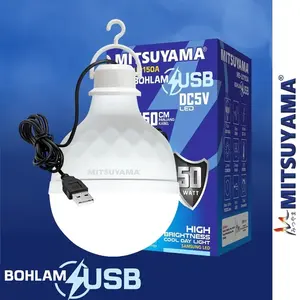 Mitsuyama Bohlam LED USB 5 8 10 15 20  30 50 Watt Lampu Darurat DC5V Serbaguna untuk Penerangan Perjalanan & Darurat Hemat Energi Ramah Lingkungan