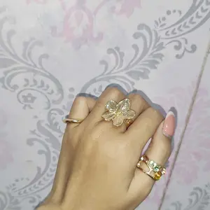 Cincin Wanita Seset Cincin Bunga Aesthetic Ring Mutiara Lucu Imut Mewah