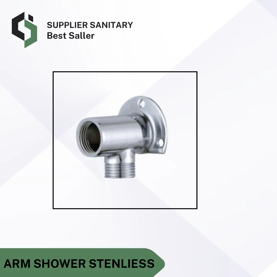 Arm shower stenlies/Dudukan tiang wall shower tanpa bobok/Shower arm