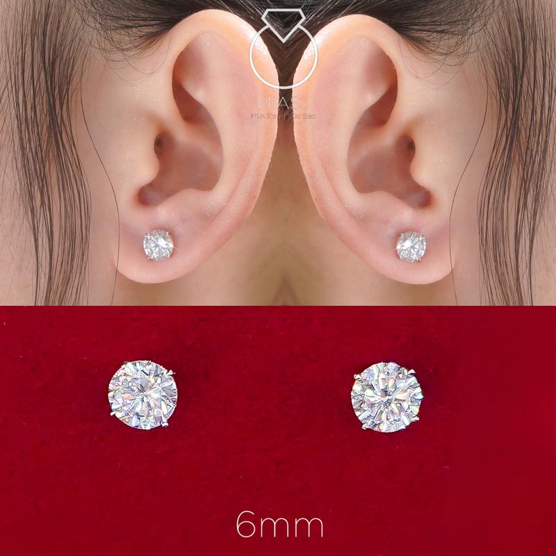   LIVE  BÔNG NỤ 6LI -  Bông khuyên tai hột nụ tròn chốt đẩy Bạc Ý S925 đá CZ6A cao cấp | MiA Trang sức bạc 