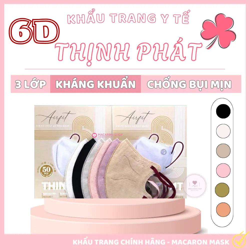 [Set 100 Chiếc] KHẨU TRANG 6D THỊNH PHÁT: Dây Bản To - Co Giãn Tuyệt Vời - An Tâm Bảo Vệ Sức Khoẻ!