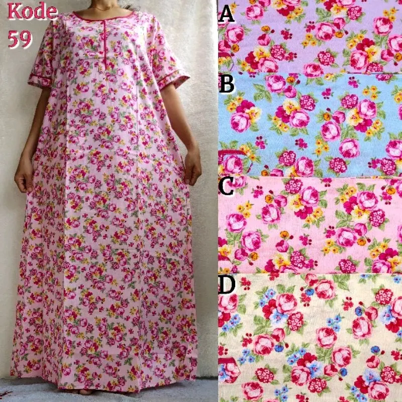 Daster Longpen Lengan Pendek Katun Jepang Motif Bunga Pretty Girl 4