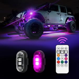 RGB LED 車用フットウェールライト、リモコン付き、USB充電式インテリア照明、防水ダッシュ下装飾ランプ（車・オートバイ・SUV・ピックアップ対応）、外装の車カスタマイズ向けギフト、レディース／メンズ向けホリデーデコレーション