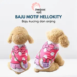 Baju Kucing Anjing Kucing Motif Kartun Kaos untuk Hewan Peliharaan/Pakaian Kucing Anjing Puppy Kitten/Pet Clothes Murah/Aksesoris Kucing Baju Murah Meriah/ Model Lucu dengan Kualitas Bahan Katun