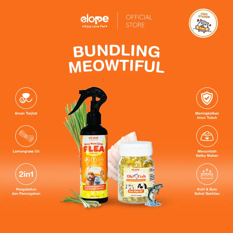 ELOPE BUNDLING MEOWTIFUL HEMAT KEBUTUHAN KUCING PEMBASMI KUTU VITAMIN KUCING 0