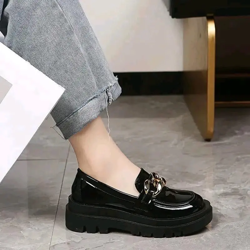 Sepatu Docmart wanita terbaru Sepatu wanita hitam glossy Sepatu wanita casual kekinian Separu wanita termurah Flat Shoes 4