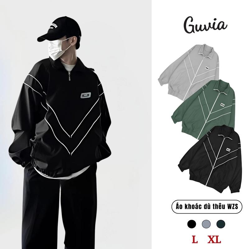 AKD62 Áo Khoác Bomber Dù Thêu Wzs Sọc Phản Quang Nam Nữ Form Rộng 2 Lớp Áo Khoác Áo Gió Bomber Bóng Chày Chống Nắng Jacket Menswear