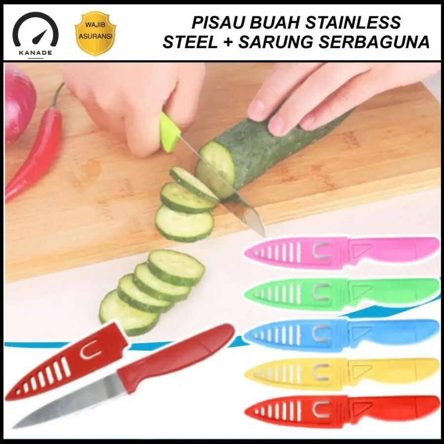 Pisau Dapur Stainless+ Sarung Logo Apel / Knife Apple