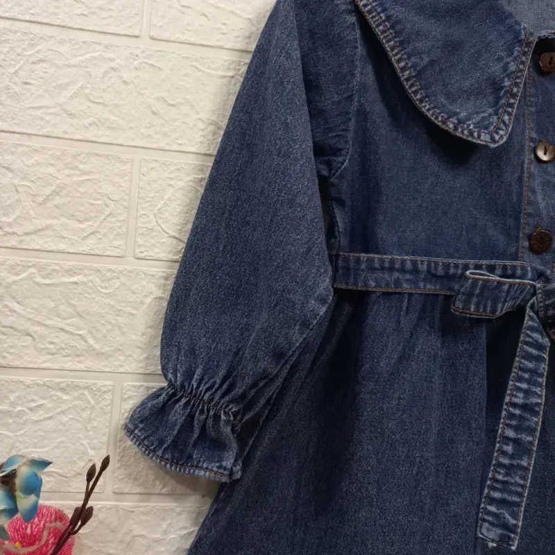 DRESS JEANS VINNA UNTUK ANAK USIA 1-6 TAHUN Lengan Blue Perempuan 1