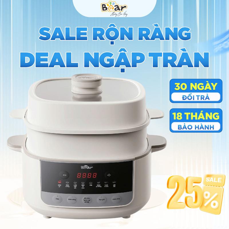 Nồi nấu cháo chậm Bear 2.5L Tiếng Việt bảo hành 18 tháng,  8 chế độ  Nồi Bear đa năng, Nồi nấu chậm, Chưng Yến, Hầm, Hấp, Cách Thủy-  SC-5H25M34