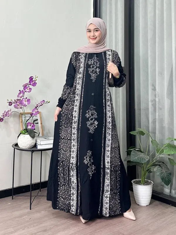 (SPESIAL PROMO) GAMIS TWILL HARGA TERJANGKAU || RAYON PREMIUM || RESLETING DEPAN Muslim Cantik Casual Formal Motif Panjang Dress Wanita • orchid Muslim Wine • simpel casual Multicoloured Santai Nyaman exclusive bahan jumbo elegan •putih - hitam live warna 3
