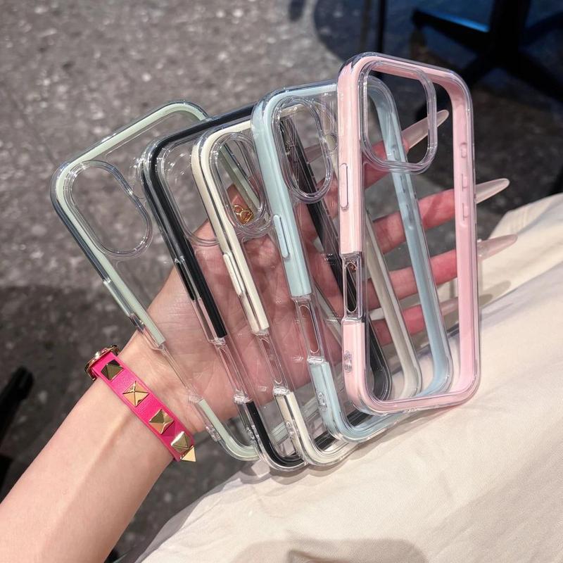 Ốp lưng điện thoại 2 trong 1 màu bán trong suốt cao cấp đẹp. Tương thích iPhone 17, 16, 15, 14, 13, 12, 11 Pro Max, X, XR, XS Max.