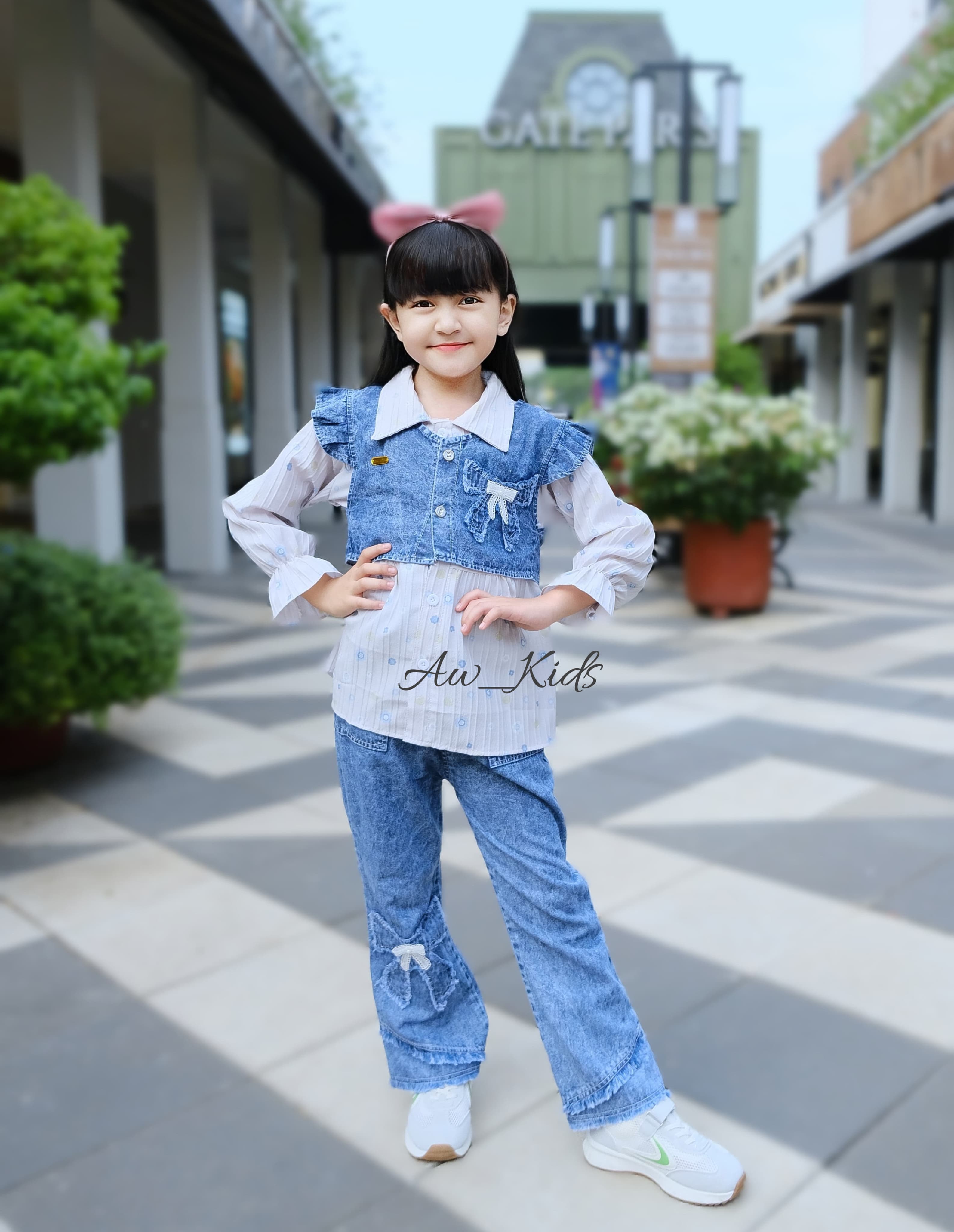 Stelan Elora 3 IN 1 Jeans Anak Perempuan Terbaru, Usia 3 Sampai 12 Tahun