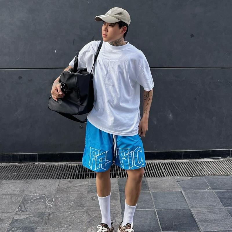 Quần Short Unisex Vải Dù THêu Logo FAFIC , Quần Đùi Dù Nam Nữ Form Suông Thoáng Mát, Phần Lưng Chun Co Giãn - MÃ SF02 9