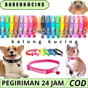 babepetshop Kalung Kucing Anjing Collar Paw Kalung Bisa Di atur ukuran Kalung Lonceng Kucing Anjing Reflektif Tali Leher Anjing Kecil Lonceng Pet Collar Dog Kitten Adjustable Motif Tapak Kaki Murah min2