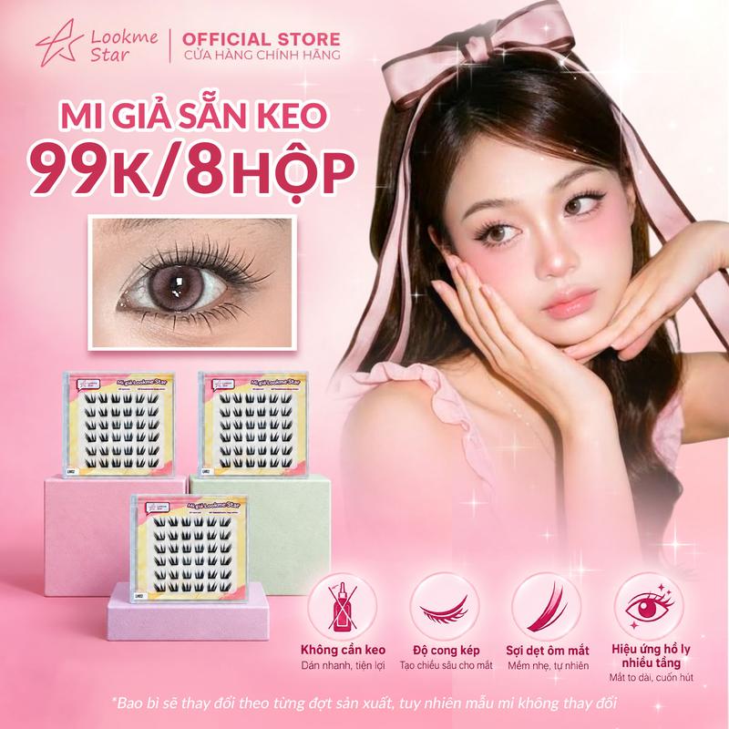 [99K/ 8 Hộp] Lông Mi Giả Sẵn Keo Lookme Star - Mi Cong C, Sợi Mi Mảnh Có Thể Tái Sử Dụng, hàng Việt Nam Trang Điểm