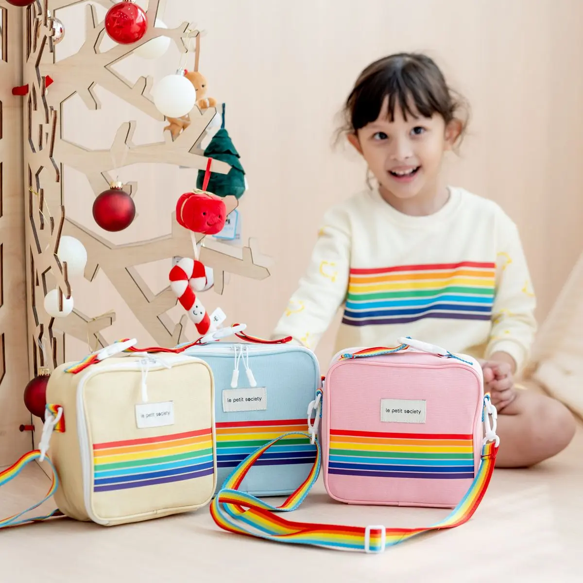Thermal Rainbow Snack Bag (Pink/Blue/Beige)