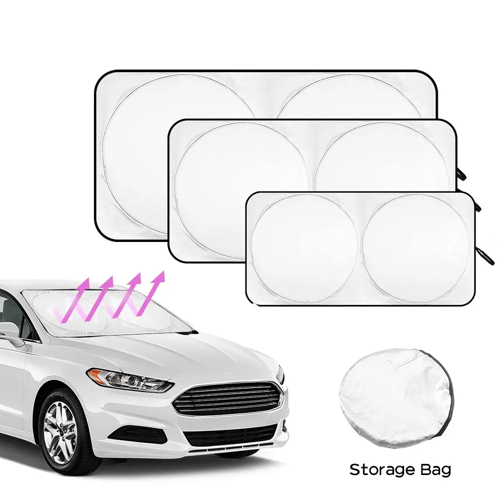 Car Sun Shade with Storage Pouch Car Windshield Auto Sunshades for Windshield Blocks UV Rays Protection Car Interior Accessories
