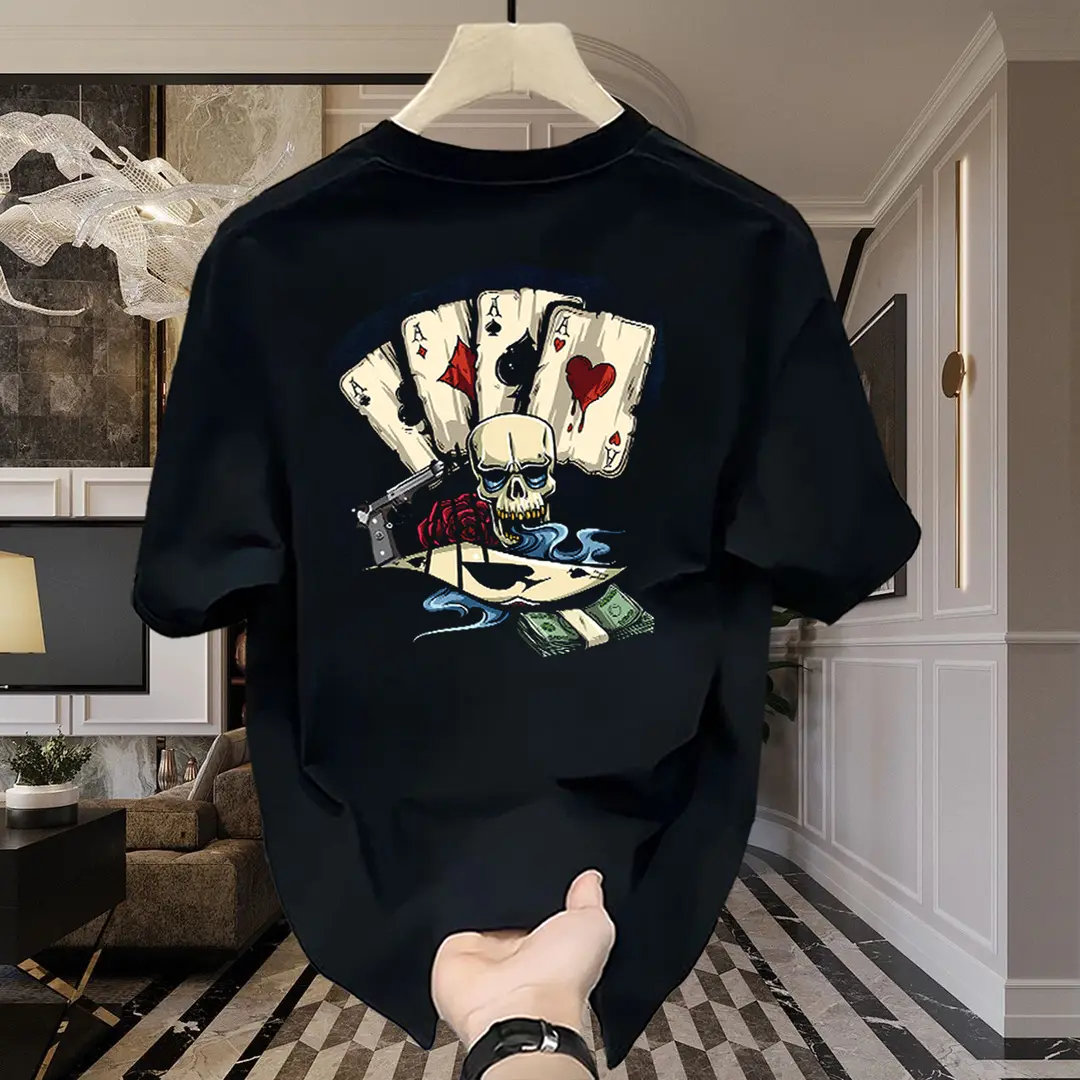 Men's Fashion Brand Short Sleeve T-shirt Men's Slim-Fitting Fashion Brand Summer 2023 New Trendy round Neck Men's T-shirt Menswear