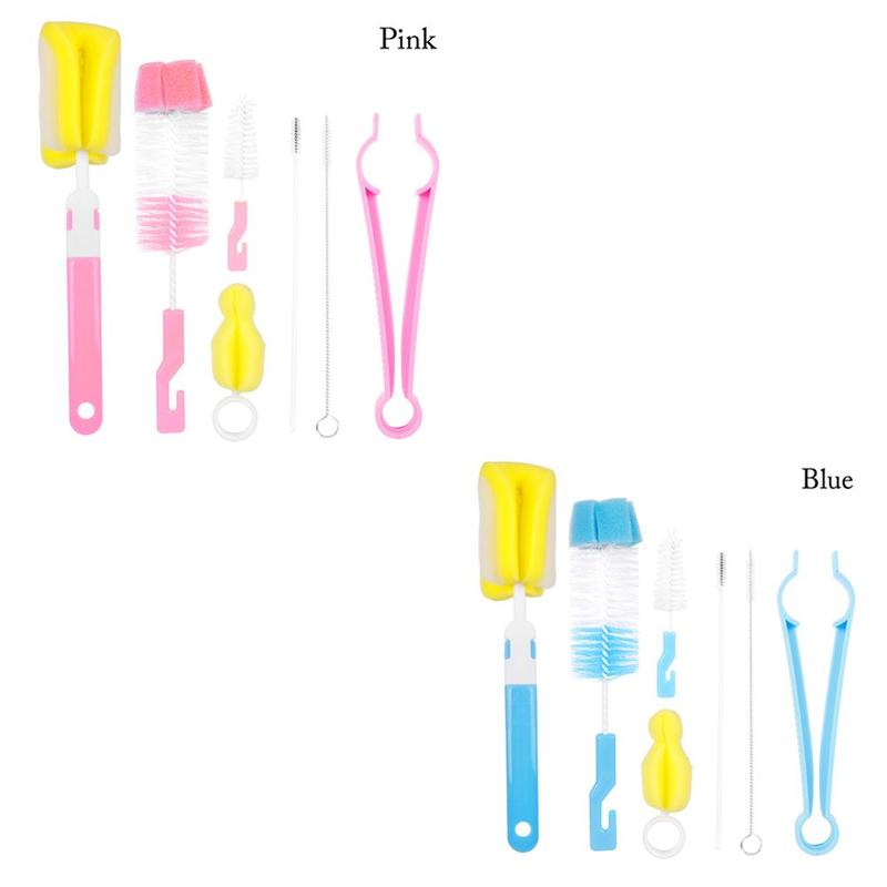 7pcs Home Spout Cup Washing Rotating Clean Sponge Bottle Brush Baby Nipple 2