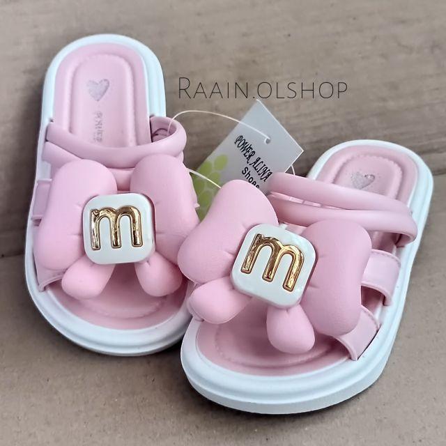 Sandal fashion import anak perempuan sandal/slop alina 803 motif pita sendal karet terbaru anak perempuan kaki 24-35