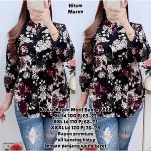 Atasan Wanita Rayon Kembang Kerah Sanghai Premium