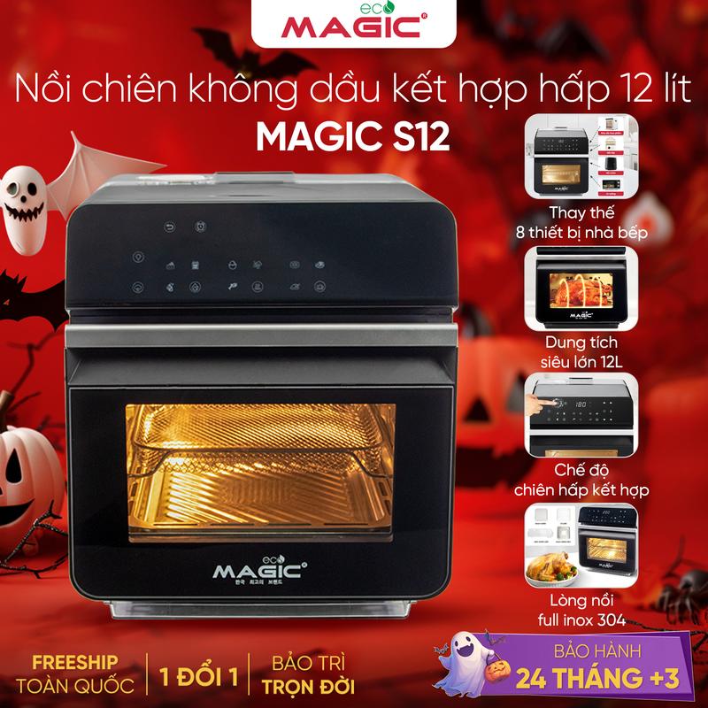 Nồi chiên hơi nước Magic Eco S12 - 9 chế độ nấu, tự vệ sinh bằng hơi nước, dung tích 12L - BH 24 tháng