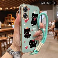 Gambar MHKEID Casing Hp Untuk OPPO Reno 8T 4G Reno 8T 5G Case Pola Kucing Hitam Strawberry Model Baru Gelang Tali gantung kasing silikon Softcase Lanyard Pelapisan Samping Casing - Gaya1, OPPO Reno 8T 4G dari MHKEID MALL Kab. Tangerang 2 Tokopedia