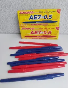 Standard Pulpen/Bolpen Standar AE7 Alfa Tip 0.5 Plastik Warna Hitam Biru dan Merah untuk Tulisan Standard AE7 0.5