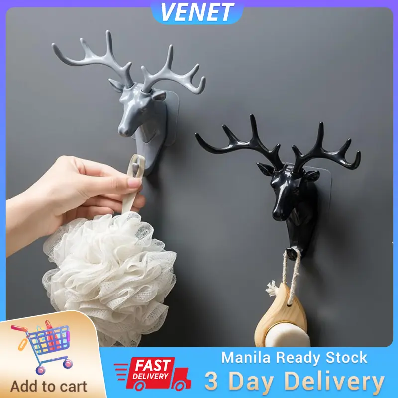 Deer Head Wall Hooks Antlers Nordic Animal Shape Hanger Hook for Lodge and Cabin Decor Hooks for Coats, Robes, Towels, and Keys for Entryway