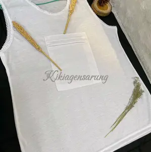 SINGLET UMRAH KANTONG DEPAN WANITA RENDA DALAMAN SINGLET WANITA  BAJU HAJI DAN UMROH Katun Putih Tank Top Atasan