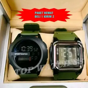 PAKET MURAH - BUY 1 GET 2 - JAM TANGAN DIGITAL ANTI AIRFITUR LRNGKAP TALI RUBBER