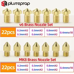 22Pcs Mk8 V6 All Metal Brass Nozz J Head Hotend Extruder