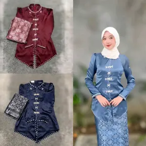 [ TERBARU!!! ] Alana One Set Baju Kurung Melayu Rok Songket Modern | Atasan Baju Kurung Wanita Kekinian | Baju Kondangan Setelan Wanita | Kebaya Pesta Mix Full Payet Bahan Satin Lembut Premium