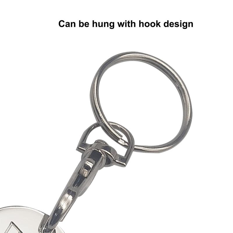 2024 New 6 PCS Shopping Trolley Remover Key Ring Token Chip With Carabiner Hook Practical Metal Keychain Portable Durable Chain Universal Supermarket 5
