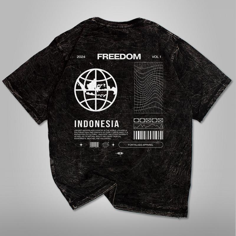 FortKlass Kaos Wash Snow FREEDOM Kaos 24S Reguler Pria Lengan Pendek Atasan Tshirt Distro Cowok Kaos Pria Kaos Polos Bigsize Oblong Baju 2