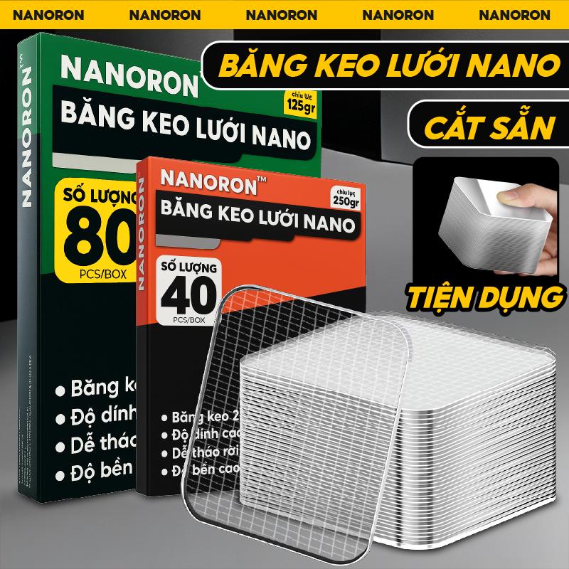  Băng keo nano lưới siêu dính bản cắt sẵn tiện lợi NANORON Băng keo 2 mặt nano trong suốt dính đồ vật 