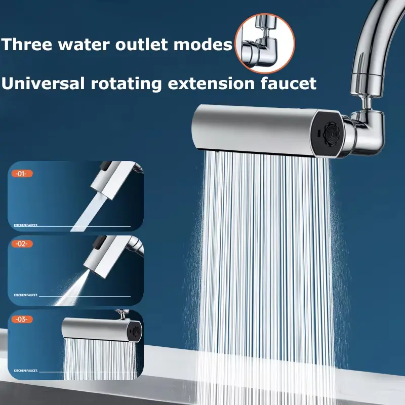 4 IN 1 Sink Waterfall Kitchen Faucet Bubbler Splash-proof 360° Bathroom Skin Basin Tap Extender Water Adapter For Kitchen Sink