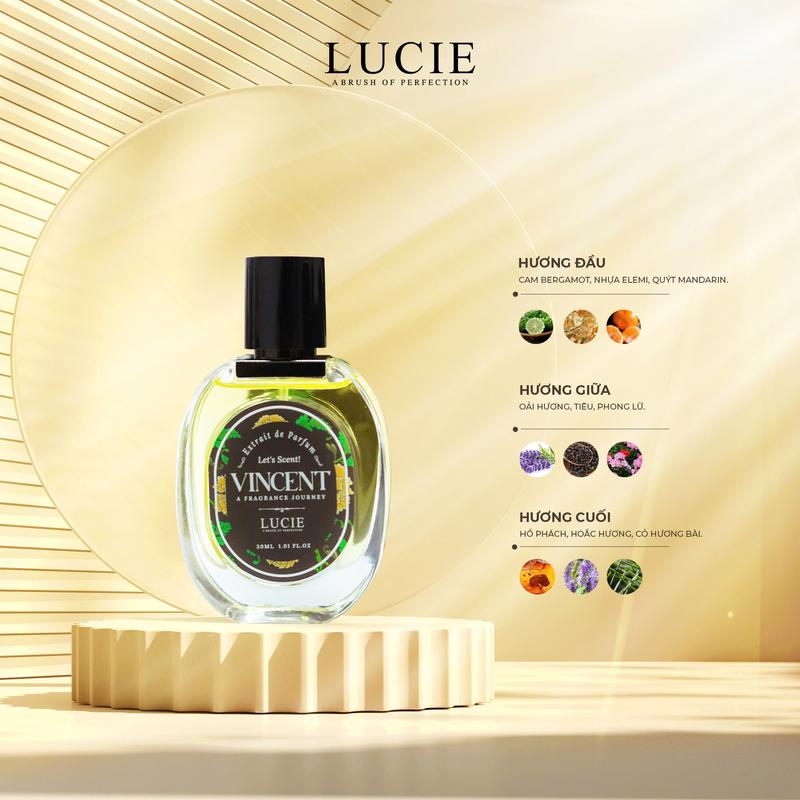  LUCIE Perfume- Nước hoa nam Vincent 30ml hương thơm  Phóng khoáng Nam tính Cuốn hút lưu hương dài lâu 