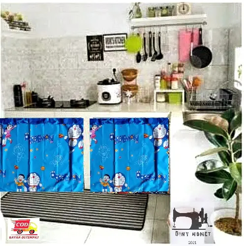 Gorden Kolong Dapur DORAEMON UKURAN 100 X 80 CM / Gorden Kolong Meja Dapur / Gorden Kolong Dapur MINIMALIS Curtain 5
