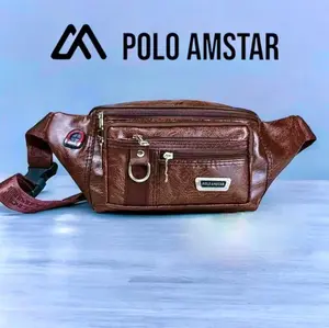POLO AMSTAR Compact Waistbag Tas Selempang Pria Casual Multifungsi Slingbag Kulit Tas Pinggang Cowok