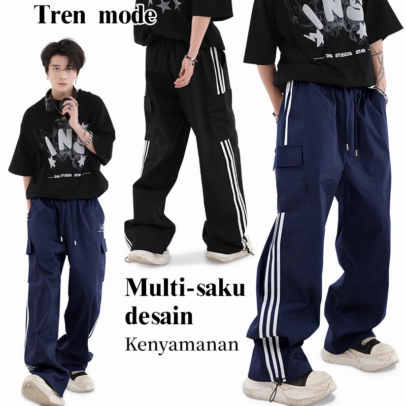 Celana Cargo Panjang Pria celanalonggar Cargo Pants Kargo celana priakeren korean style celana panjang priaoversize retro celana kulot pria baggy pantsloose fashion highwaist pants remajacelana Joger polos kekinian celanapinggang karet straight 0