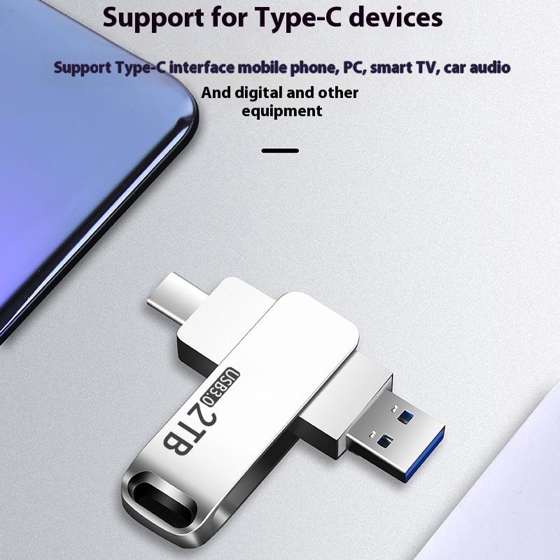 Ổ đĩa Lung Linh USB, Vật liệu kim loại, Dung lượng lớn tốc độ cao (2000GB, 512GB), Sử dụng kép OTG cho Type-C và Micro, Thích hợp cho việc học tập và sử dụng văn phòng, Ổ đĩa U 1TB 4