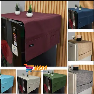 Taplak kulkas denim 1-2 pintu motip polos uk 120cm x 48cm/taplak kulkas aesthetic