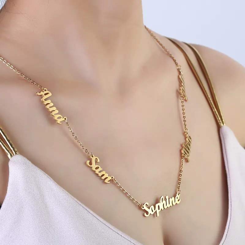 AS025 Multiple Names Custom Cut Necklace Personalized Gift Stainless Steel Letter Necklace For Mother's Day Anniversary Valentine's Day 4